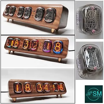 $386 • Buy IN-12 Nixie Tube Clock Walnut Case Brass Feet Bluetooth Vintage Style Auto Time