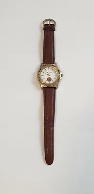 Vintage 1991 Guess Men's Watch W/Brown 2-Piece Leather Band  NEEDS BATTERY • $15.57