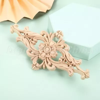 Wood Floral Carved Decal Woodcarving Cabinet Wall Door Furniture Onlay Applique • $3.36