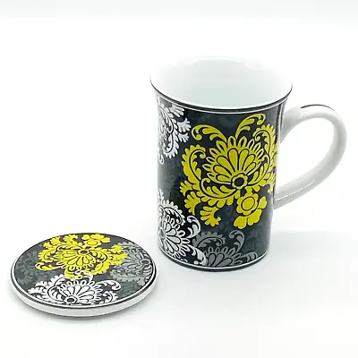 Vera Bradley Coffee Mug Cup W Lid Coaster 8 Ounces Baroque For Barnes & Noble • $11.16