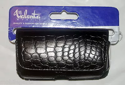 Valenta Mobile Black Leather Croco Case + Belt Loop For Samsung D900 F480 G600 • £8.99