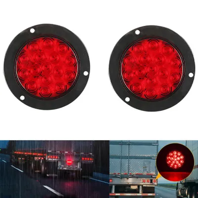 2X 4  Inch Round LED Truck Trailer Stop Turn Tail Brake Lights Waterproof 16-LED • $8.99