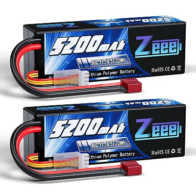 $53.99 • Buy 2PCS Zeee 11.1V 80C 5200mAh 3S LiPo Battery Deans For RC Car Truck Heli Airplane