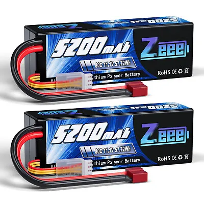 2PCS Zeee 11.1V 80C 5200mAh 3S LiPo Battery Deans For RC Car Truck Heli Airplane • $54.89