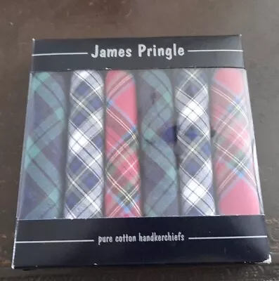 James Pringle Cotton Tartan Check Handkerchiefs Boxed 6 New • £10