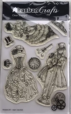 Steam Punk Acrylic Stamps. Lady & Gentleman*Clock*Top Hat. New Unopened. • £5