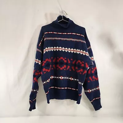 Great Lakes Country Wool Sweater Mens Size Large Turtleneck Geometric Vtg 90s • $31.99