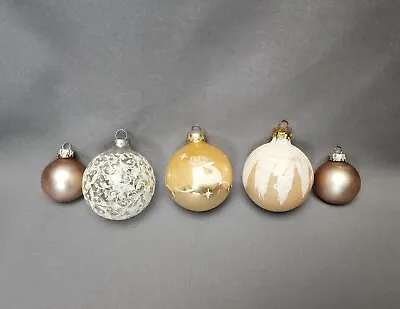 Vintage Champagne & Gold Mercury Glass Ball Christmas Ornaments (Mixed Lot Of 5) • $18.75