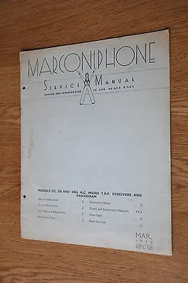 Marconiphone Model 237 238 & 245 Mains Radiogram Genuine Service Manual • $4.98