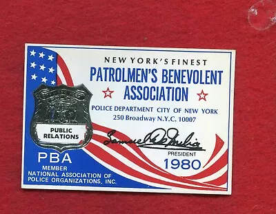 Vintage 1980 NYPD PBA CARD MEMBERSHIP ID • $9.99