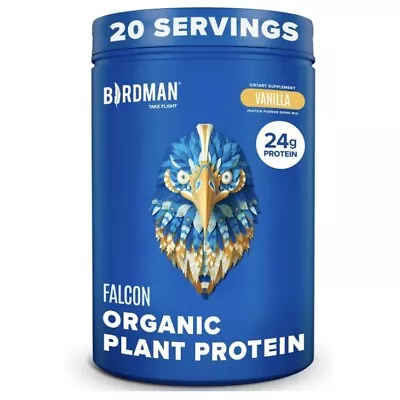 Birdman Falcon Organic Plant Protein Powder Vanilla Sugar-Free 20 Servings NEW • $26.99