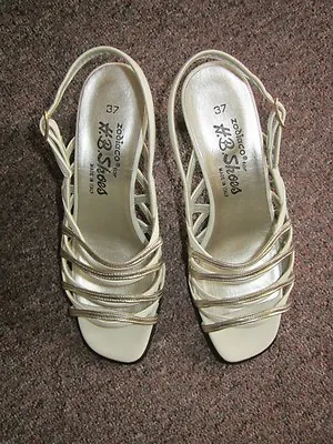 £22.95 • Buy Cream/Gold Strap Sandals ( Zodiaco For H B Shoes) UK 4 Mid Heel 2.5 Ins