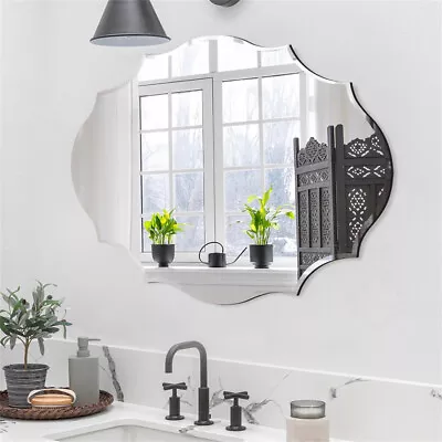 Elaborate Scalloped Wall Art Mirror Oblong Bathroom Vanity Mirror W/Beveled Edge • $99.92