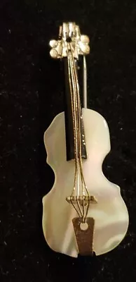 Vintage Mother Of Pearl Shell Cello/Violin Pin Brooch 2 Inch Unsigned  • $11.95