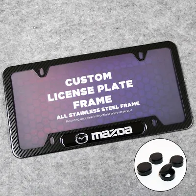 For Mazda Sport Front Or Rear Carbon Fiber Texture License Plate Frame Cover • $29.99