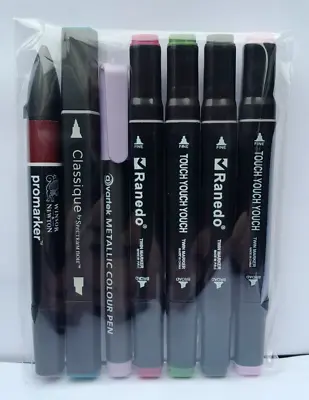 LOT 7x ARTISTS ALCOHOL MARKER PENS FOR MANGA ANIME GRAPHIC ART SKETCHING DRAWING • £6.95