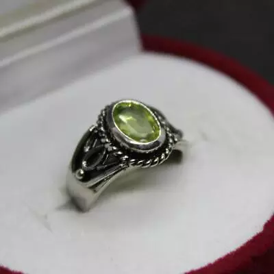 Natural Unheated And Untreated Natural Inclusion Peridot Green Stone Ring • £117.12