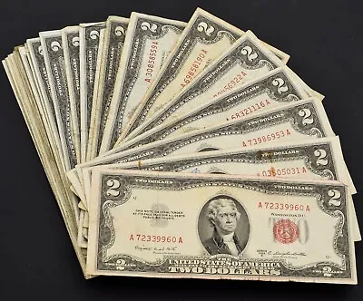 50 Pcs U.S Note $2 Red Seal Series 1953 53A 53B 53C & 1963 • $199