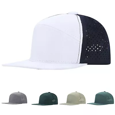 Men Flat Brim Baseball Cap Adjustable Performance Snapback Hat Perforated Cap • $5.99