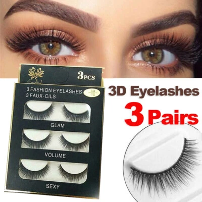 $5.49 • Buy 3 Pairs Mink Eyelashes Natural Long Thick Makeup Cross False Eye Lashes AU Stock
