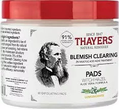 THAYERS Natural Witch Hazel Aloe Vera Blemish Clearing Pads 60 Pads NEW & Sealed • $5.95