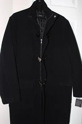 NEW Excelled Men Collection Black-M-Wool Cashmere Zipper/Buckle Front Coat  • $60