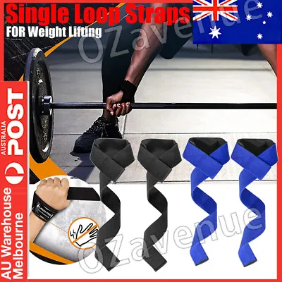 Single Loop Weight Lifting Straps Gym Training Wrist Strength Support Bar Strap • $7.29
