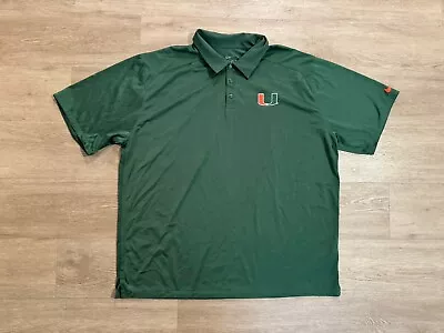 Nike Miami Hurricanes Polo Shirt Mens 3XL Green Dri Fit Collared Short Sleeve  • $18.95
