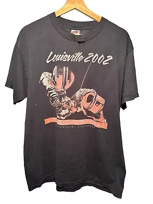 Vintage 2002 Louisville Kentucky Distressed T-Shirt Size L Black Y2K  • $19.99