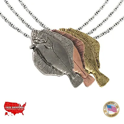 Creative Pewter Designs Summer Flounder Fish Necklace & Pendant S063PEN • $19.99