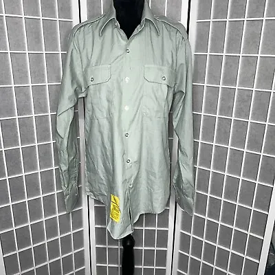 $19.99 • Buy Vintage Chambray Shirt Size 15.5-34/35 Green 90’s USA Made Army AG-415 - Mint