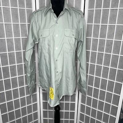 $19.99 • Buy Vintage Chambray Shirt Size 15.5-34/35 Green 90’s USA Made Army AG-415 - Mint