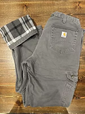 36x34 Carhartt Work Pants Work Jeans Double Front Cargo Lined Insulated • $40