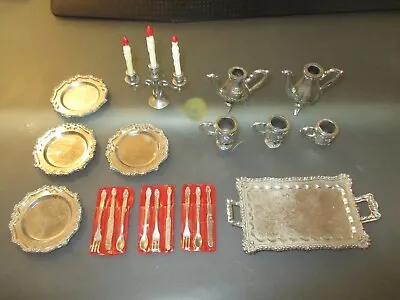 Imperial 1978 Silver Cast Doll House Miniatures Candelabra Silverware Plates • $20