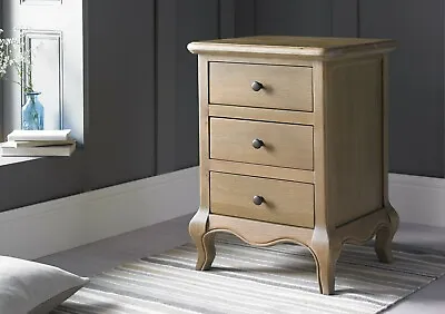 £299 • Buy Solid Oak Wooden French Style Loire 3drw Storage Bedside By Time4Sleep