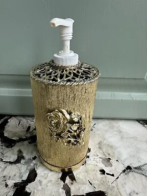 Vintage Matson Ornate Gold Rose Lotion Soap Dispenser Gilt Hollywood Regency • $125