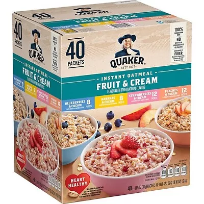 Quaker Instant Oatmeal Fruit & Cream Variety Pack (42.3 Oz. 40 Pk.) • $20