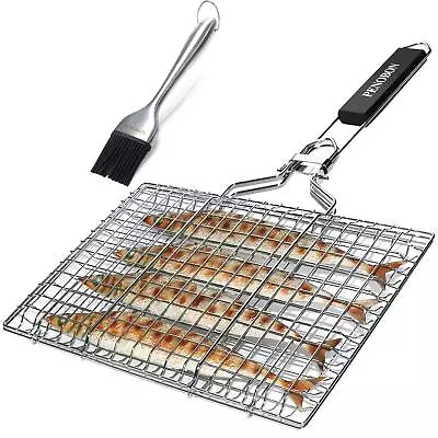 	Penobon Fish Grilling Basket Folding Portable Stainless Steel BBQ Grill Basket	 • $24.87