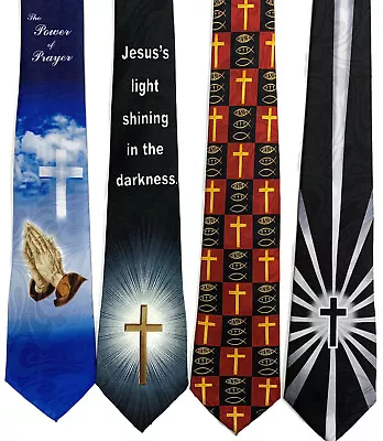 $49.99 • Buy Pack Of 4 Steven Harris Christian Jesus Necktie Religious Neck Tie Design 4