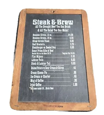 Vintage Restaurant Chalkboard Sign Menu Special Steak & Brew All You Can Drink • $15.99