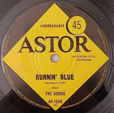 The Doors ‎– Runnin' Blue - OZ 1969 Astor 7  45 - Psych • $24.95