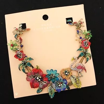 $39.99 • Buy ZARA Limited Edition Tropical Floral & Flamingo Rhinestone Statement Necklace