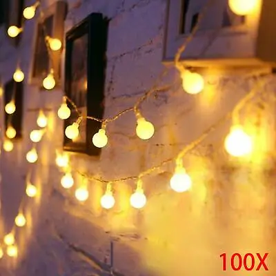£3.19 • Buy 100LED 10M Globe Bulb Ball Fairy String Lights Mains Garden Outdoor Christmas
