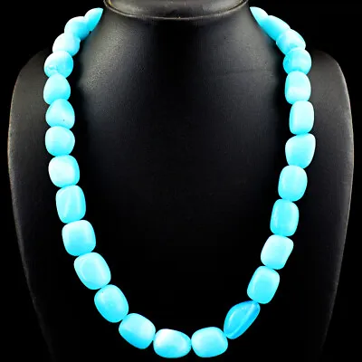 Genuine 650.00 Cts Earth Mined Single Strand Blue Opal Beads Necklace NK-03E248 • $99