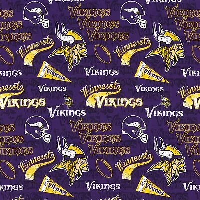 Minnesota Vikings NFL Football Retro 45  Cotton Fabric • $11.89