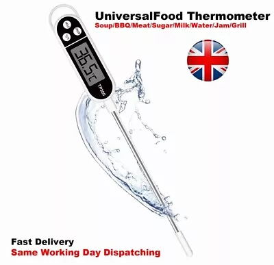 Digital Food Thermometer Temperature Probe Kitchen Cook Meat BBQ Milk Steak • £2.75