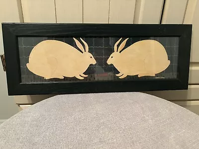 Vintage Warren Kimble Primitive Bunnies Framed Artwork • $29.99