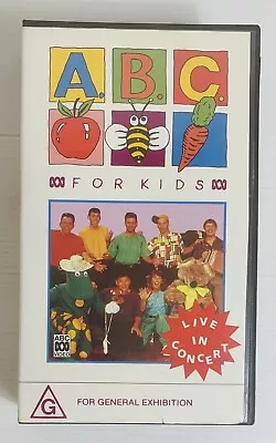 ABC For Kids Video Live In Concert Wiggles Mic Conway VHS Video Tape 1993 • $9.95