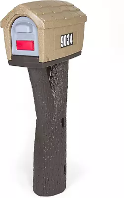 Rustic Home Plastic Residential Cabin Mailbox & Post Mount Combo Kit With 2 Acce • $117.99