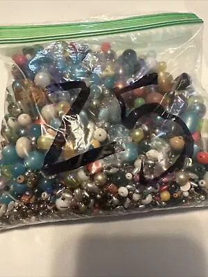 1 Pound Mixed Jewelry Beads DYI Repurpose Plastic Metal Glass Lot #Z5 • $8